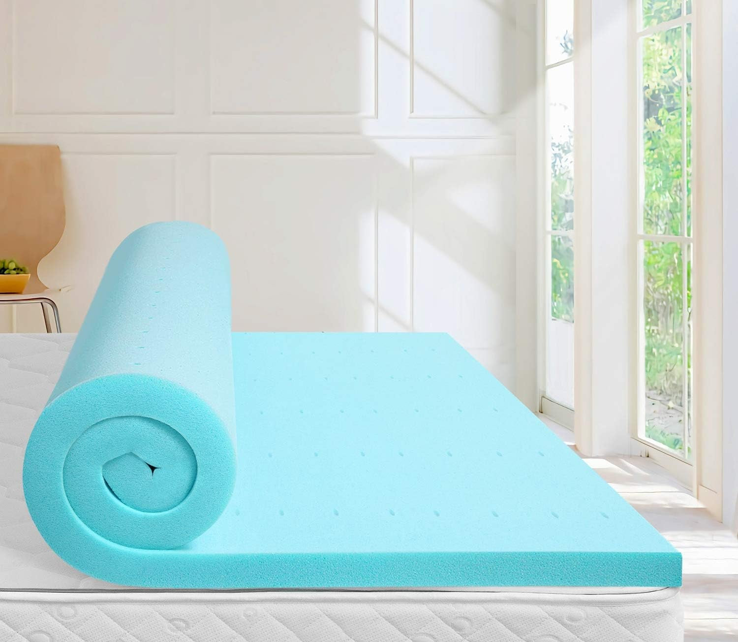 2 Inch Gel Infused Memory Foam Mattress Topper Twin – Single Bed Mattress Pad – Ventilated and Breathable – Certipur Certified