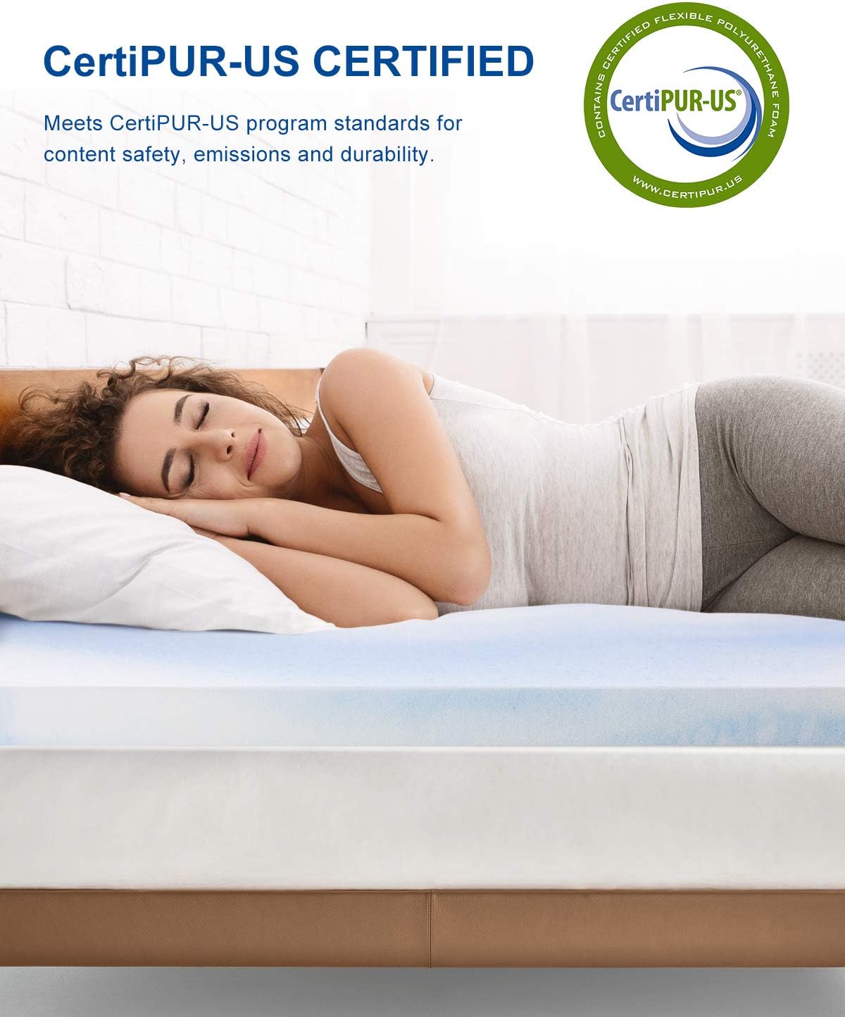 King Mattress Topper, 2 Inch Cooling Gel-Infused Firm Bed Topper