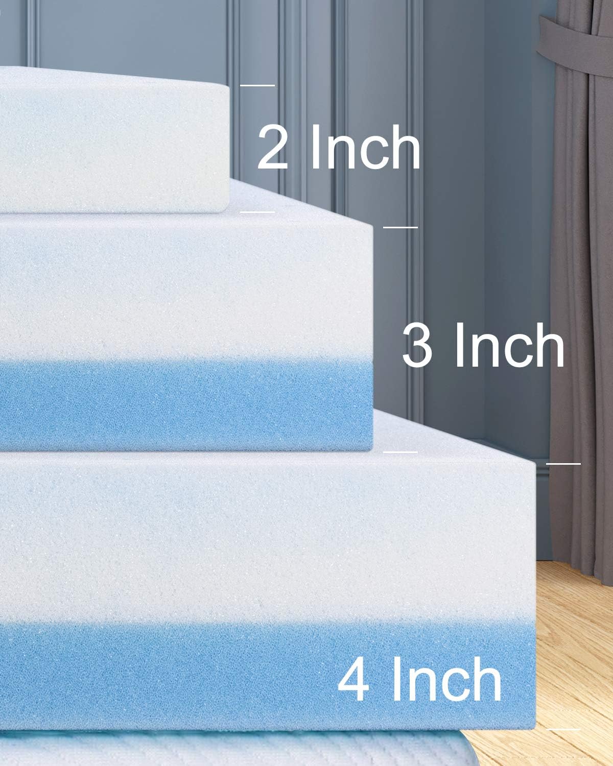 King Mattress Topper, 2 Inch Cooling Gel-Infused Firm Bed Topper