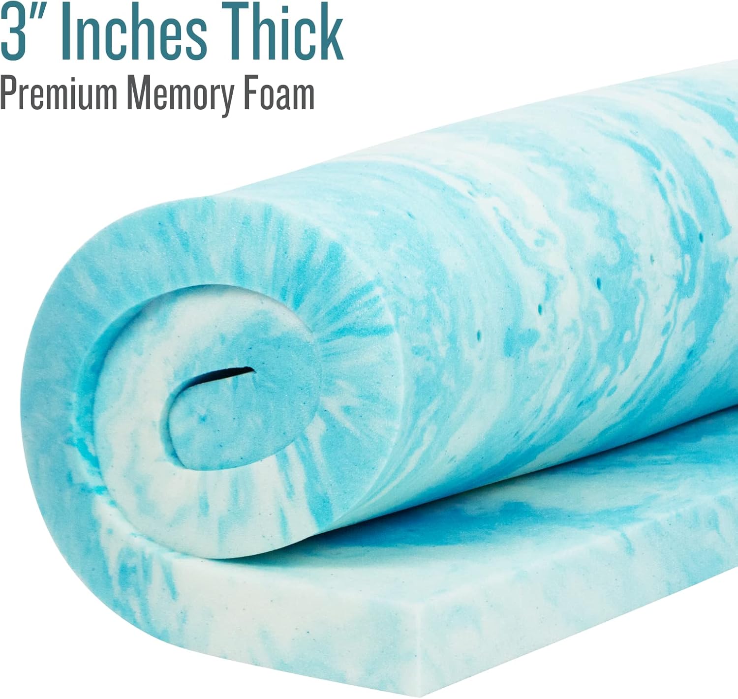 Memory Foam Mattress Topper (Full) - 3 Inch Thick Gel Bed Pad - Soft Sleeping Pillow Top for RV Camping & Dorm - Egg Crate Alternative Luxury Sleep Layer - Certipur-Us Certified