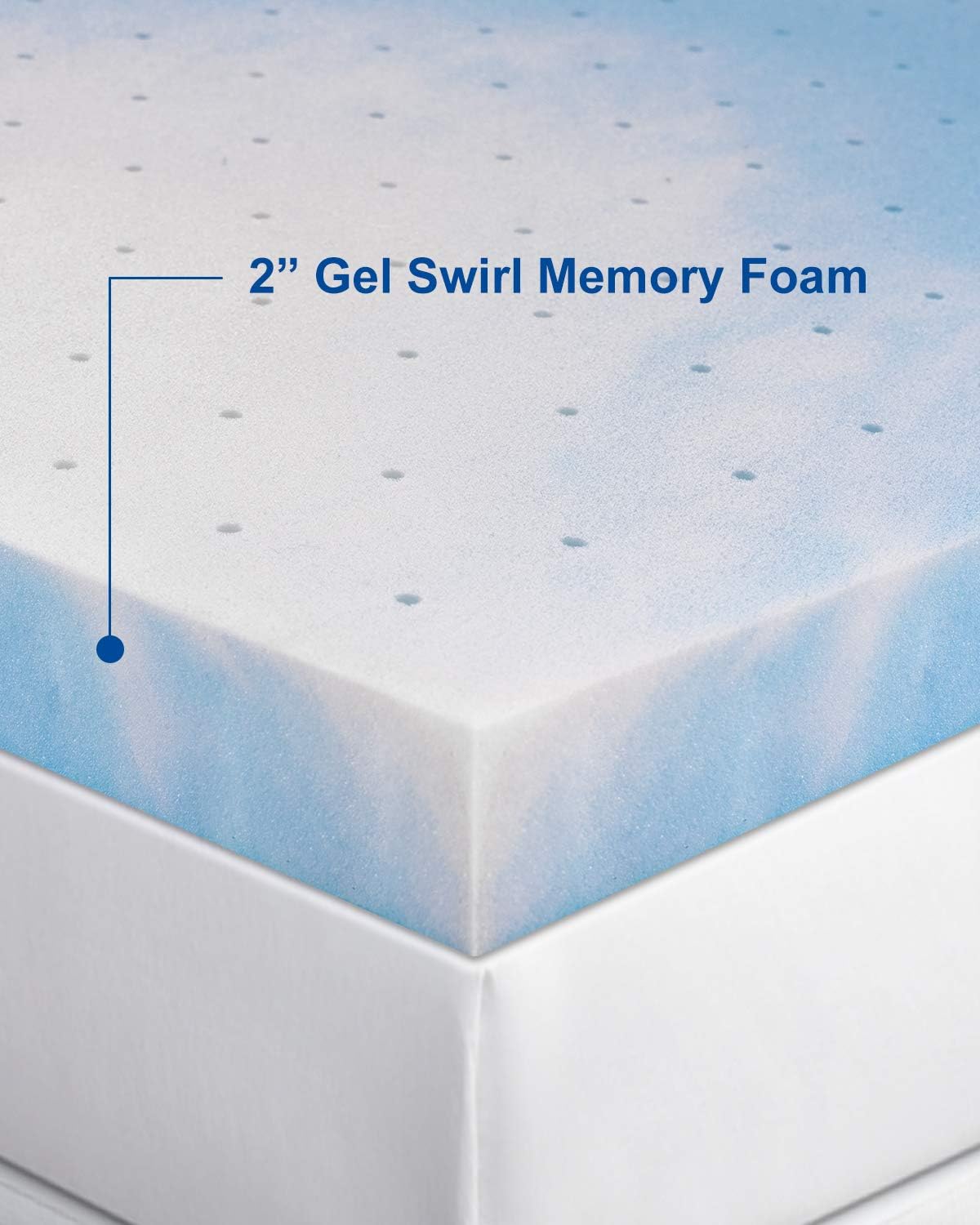 King Mattress Topper, 2 Inch Cooling Gel-Infused Firm Bed Topper