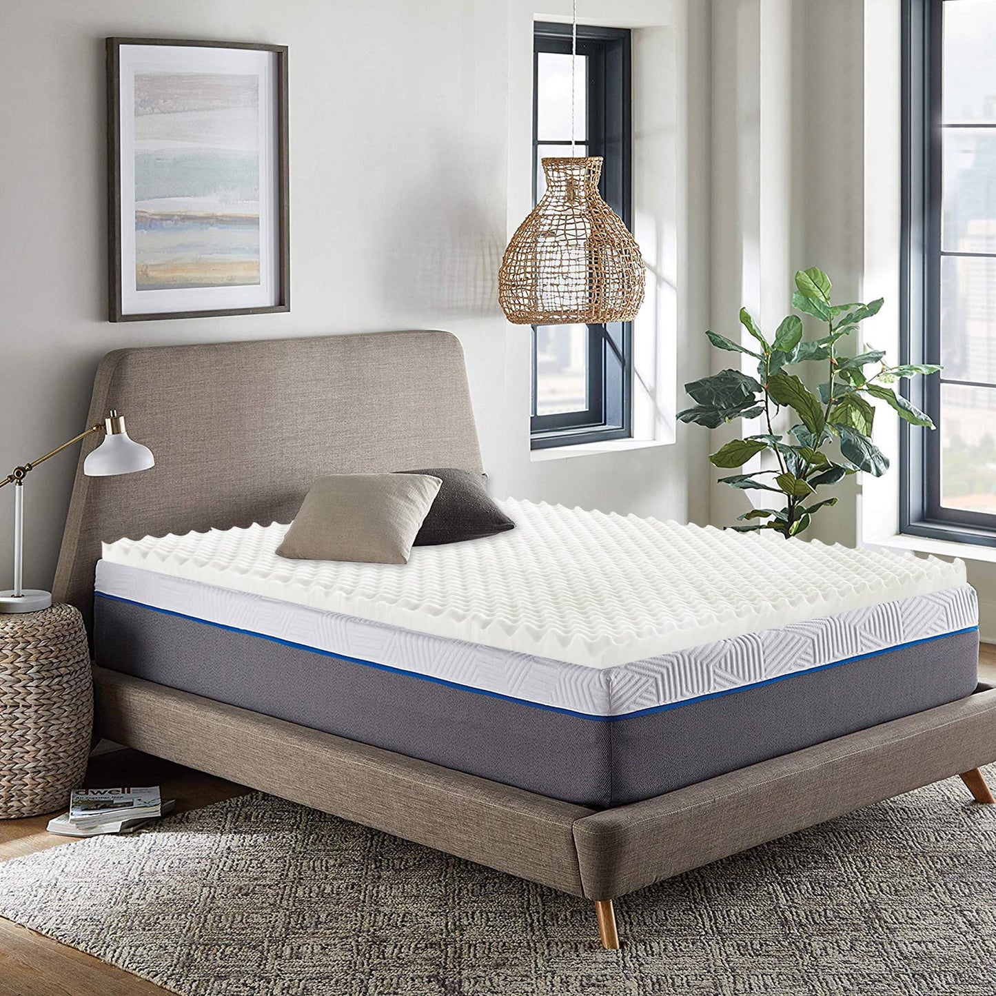 3" Convoluted Egg Shell Foam Mattress Topper, Full