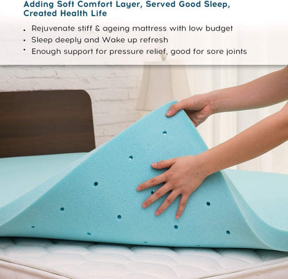 2 Inch Gel Infused Memory Foam Mattress Topper Twin – Single Bed Mattress Pad – Ventilated and Breathable – Certipur Certified