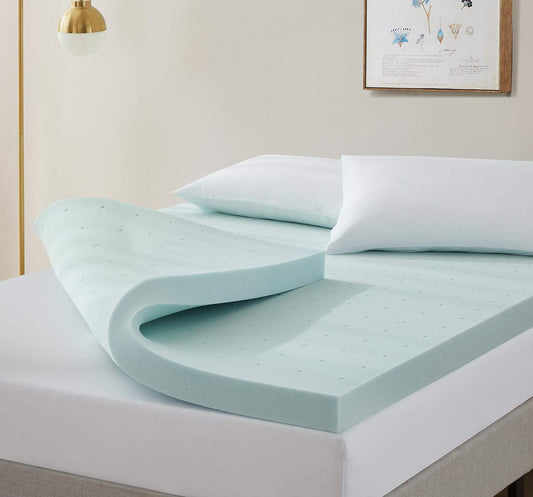 Bedding Mattress Topper, 2 Inch Memory Foam Topper, Gel Infused Memory Foam Mattress Topper, Ventilated Design Mattress Pad, Twin, Blue