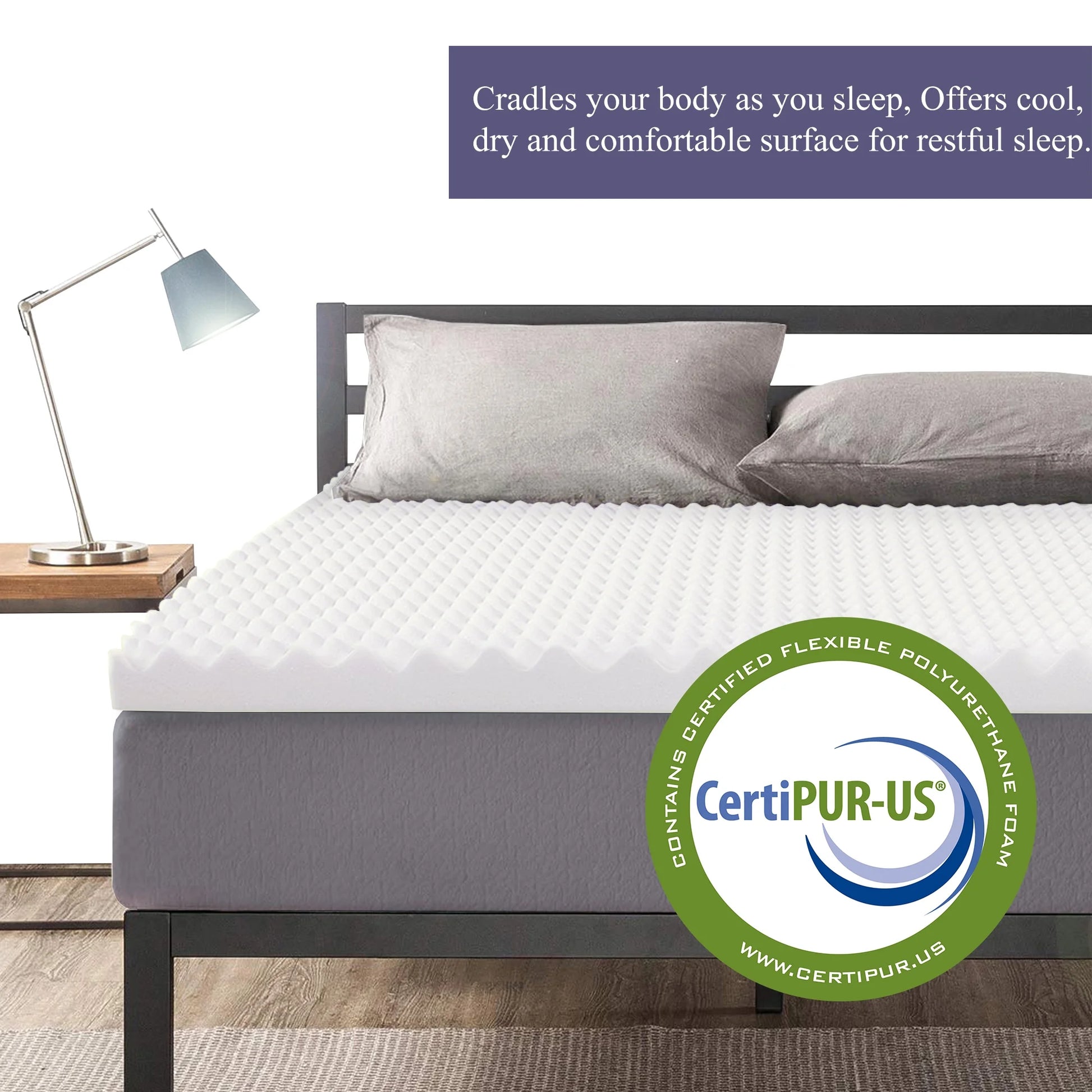3" Convoluted Egg Shell Foam Mattress Topper, Full