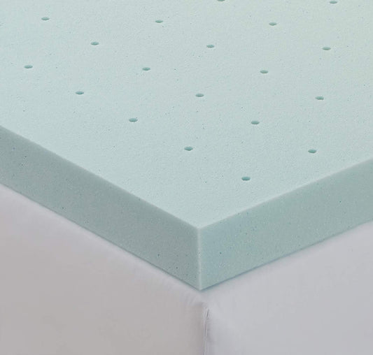 Bedding Mattress Topper, 2 Inch Memory Foam Topper, Gel Infused Memory Foam Mattress Topper, Ventilated Design Mattress Pad, Full, Blue