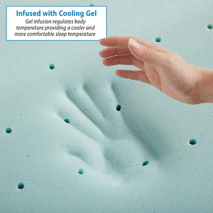 Bedding Mattress Topper, 2 Inch Memory Foam Topper, Gel Infused Memory Foam Mattress Topper, Ventilated Design Mattress Pad, Full, Blue